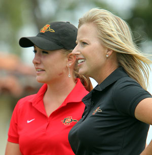 Emilee Klein, right, and student-athlete Gina Clark