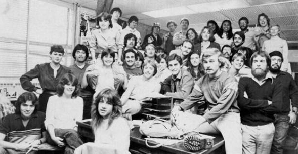 A photo of the fall 1981 Daily Aztec staff. Photo courtesy of Richard Neil Graham.