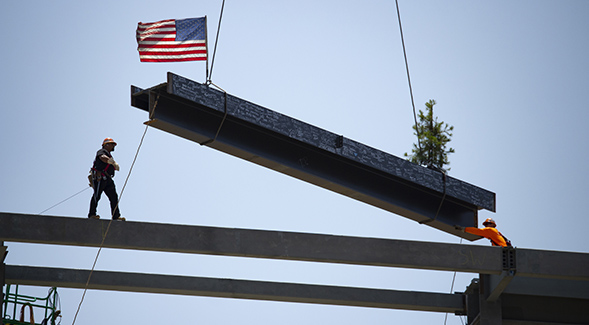 The final steel beam for Aztec Stadium was placed on July 14.