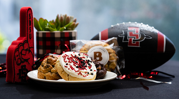 Eight inaugural food vendors for SDSU Mission Valley's future Aztec Stadium have been revealed. Above, a plate of sweet treats symbolizes some of the choices.