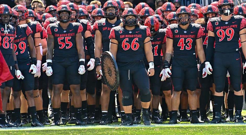The Aztecs are now ranked No. 22 by the College Football Playoff Selection Committee. Above, a team photo.