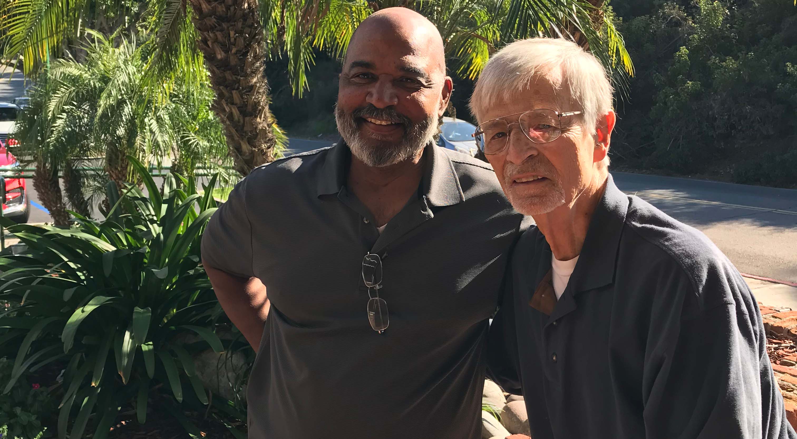 Ronald T. Thornton (left) with Hayes Anderson, professor emeritus of telecommunications and film
