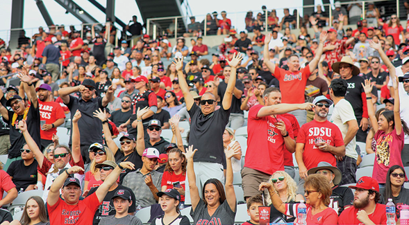 SDSU Aztecs fans celebrated in the stands at Snapdragon Stadium. (SDSU)