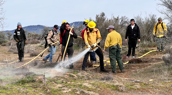 Stewardship Pathways program participants engage in NWCG basic firefighter classes hosted by the Cahuilla Band of Indians in 2023 (Courtesy of Jennifer MacDonald)