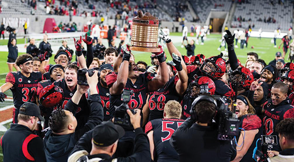 San Diego State football beat Fresno State 33-18 to bring the Oil Can back home at Snapdragon Stadium, November 25, 2023. (Derrick Tuskan/San Diego State)