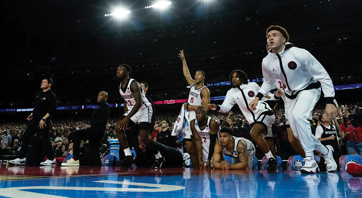 SDSU's first appearance in the men's basketball national championship game grabbed center stage in front of a nationwide audience and potential future students. (SDSU)