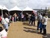 People line up at SDSU's booth at the STEM Festival.