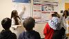 Ph.D. student Gabriela Canto-Encalada and Alannah Harnden present their research posters to Beach’s fifth grade class (Bryana Quintana / SDSU)