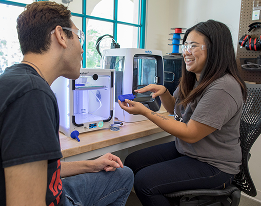 Students studying together in a lab.