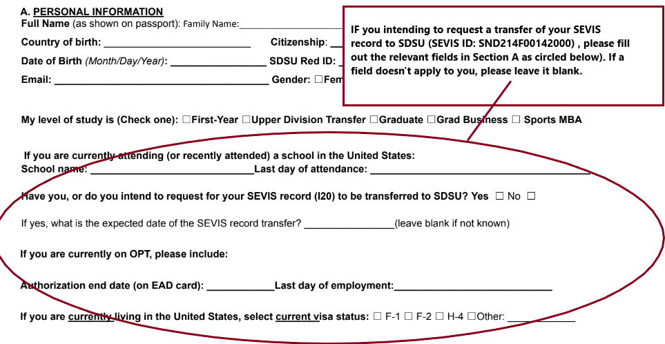 Section A of the required Financial Statement Form