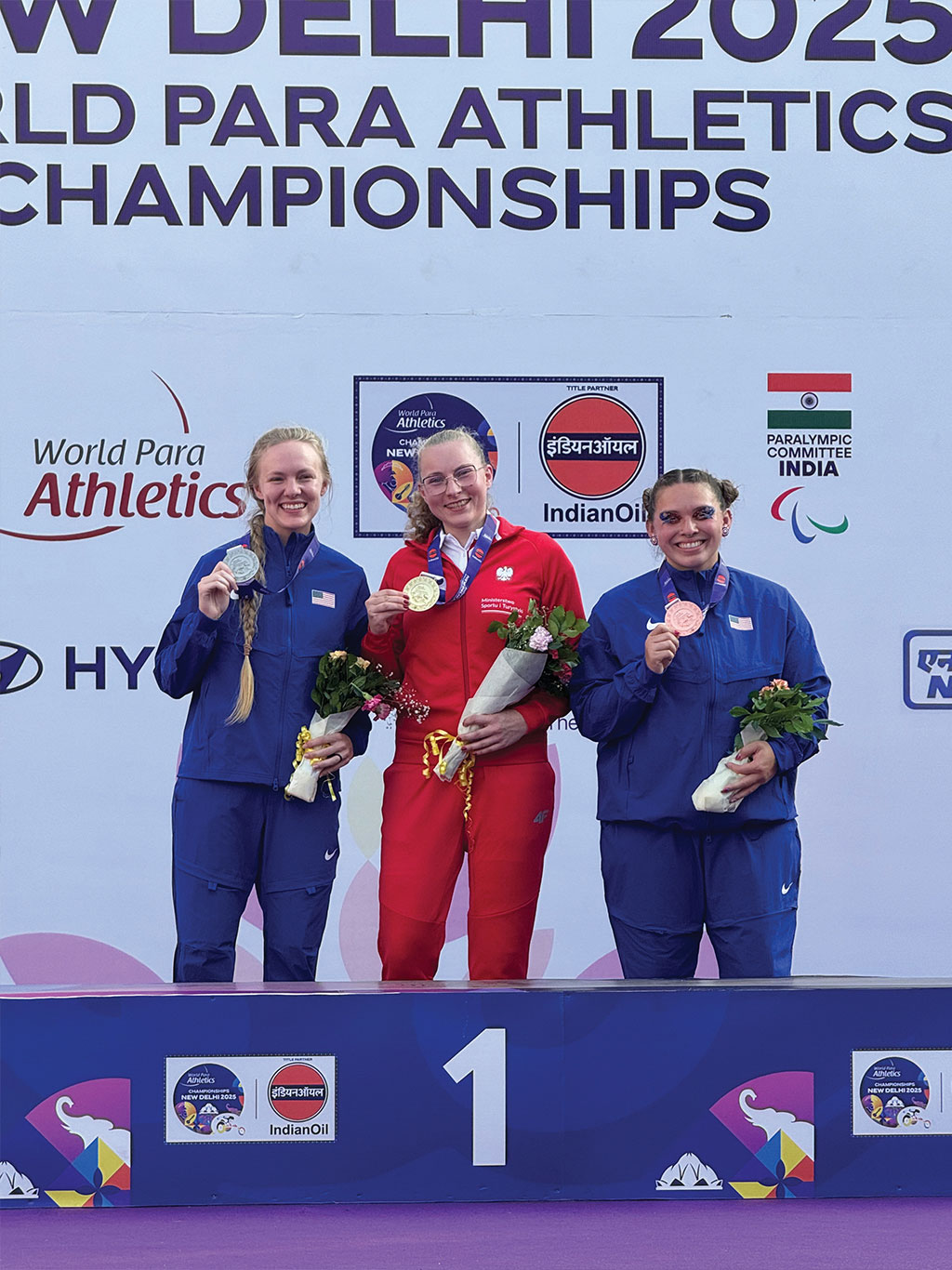 Alicia Guerrero on the podium at the 2025 World Para Athletics Championship