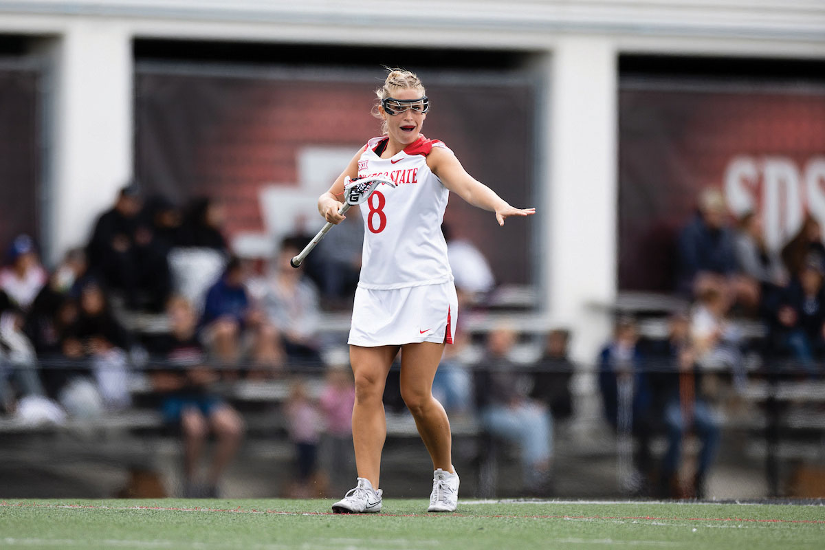 Jordan Dobin playing lacrosse