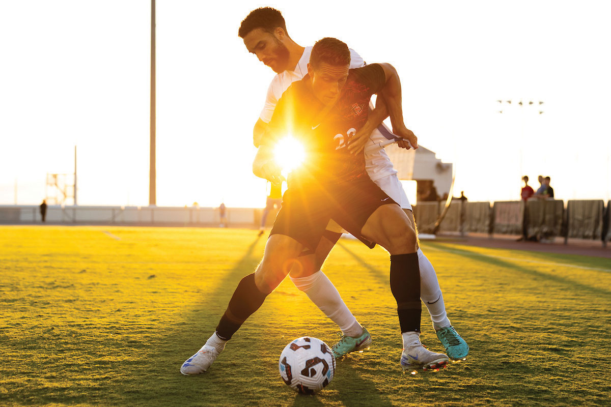 Rommee Jaridly playing soccer