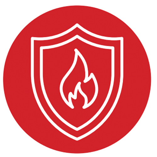 Flame in a shield icon