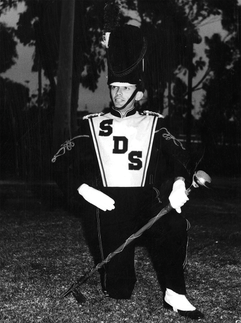 Terry O'Donnell, as a Marching Aztecs drum major