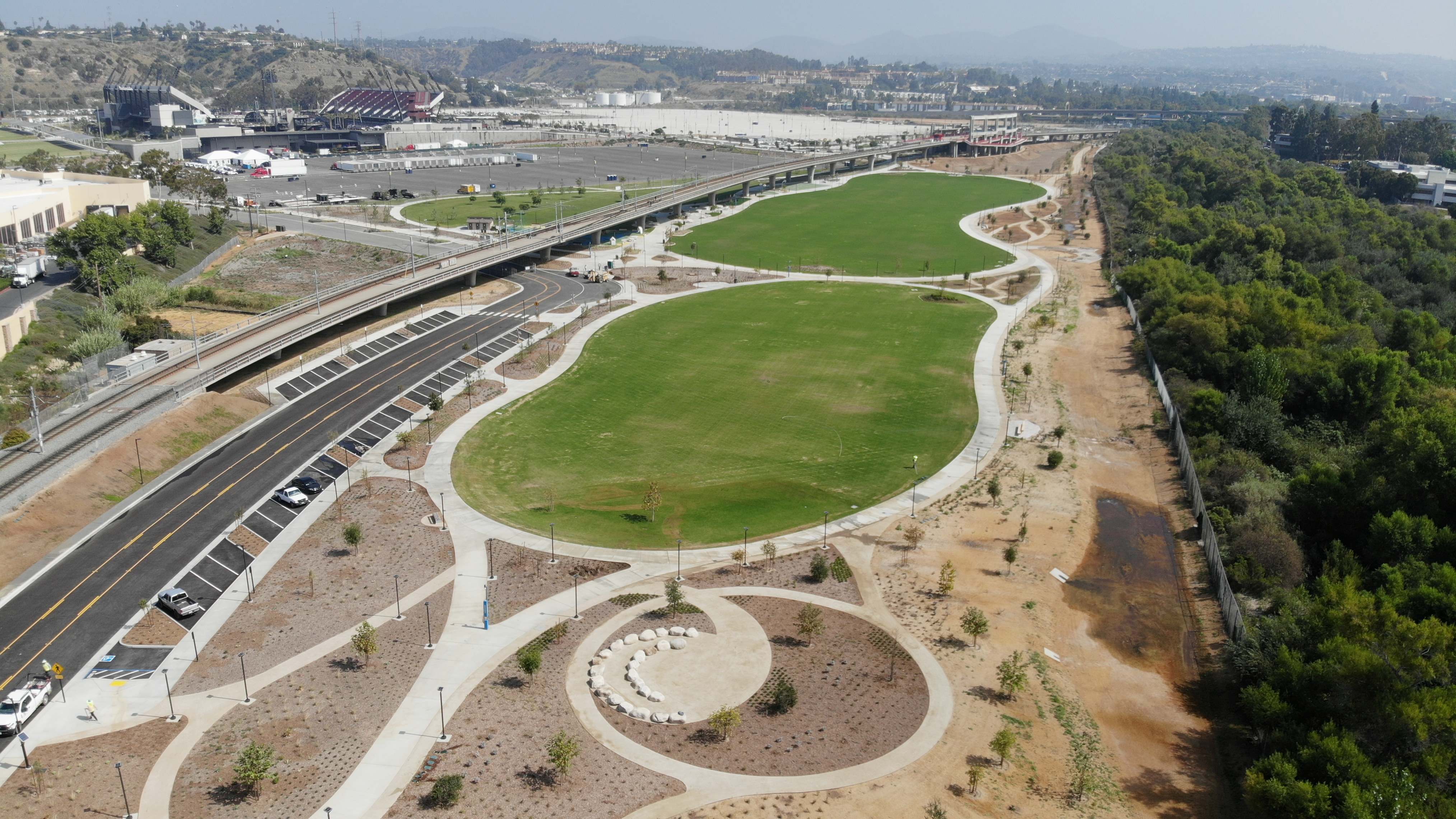 A photo of Mission Valley's park area