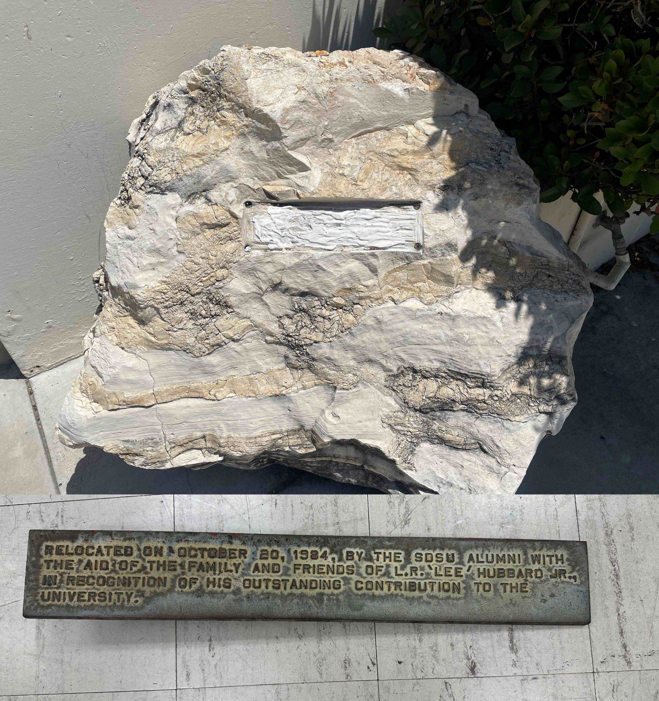 Picture of the Hubbard plaque that is missing a rock