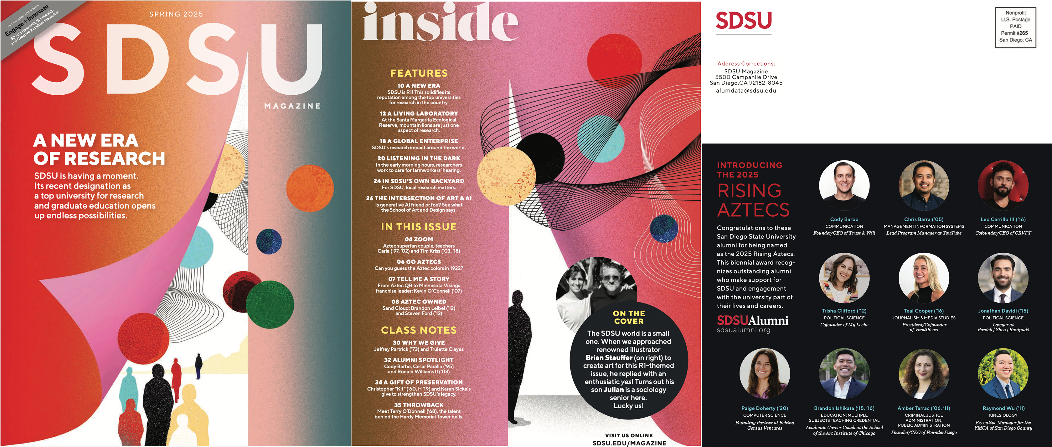 Collage of the first 3 pages of the Spring 2025 PDF