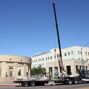 The 4,650-pound statue is a replica of Donal Hord's original design from 1937.