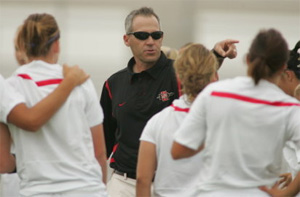 Mike Friesen and members of the SDSU women's soccer team