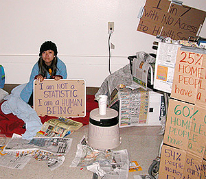 Visitors to the Tunnel of Oppression will learn about discrimination against the homeless, as well as other groups.