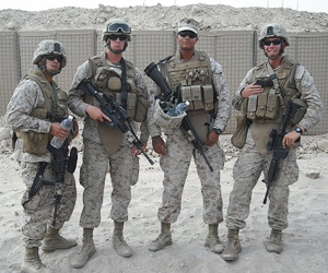 Marcus Ziemke (second from right) with other members of his Marine battalion in Afghanistan.