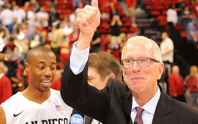 Coach Steve Fisher following an NCAA Tournament game.