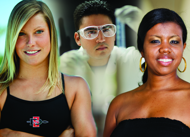 Students Kristen Meier, Genaro Hernandez and Andreia Garrett benefit from scholarships funded through The Campaign for SDSU.