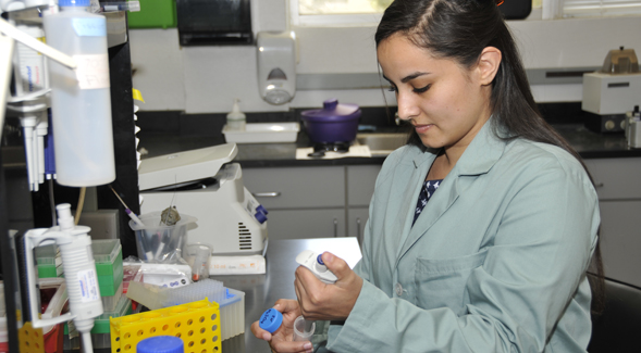 Ellese Carmona at work in the lab