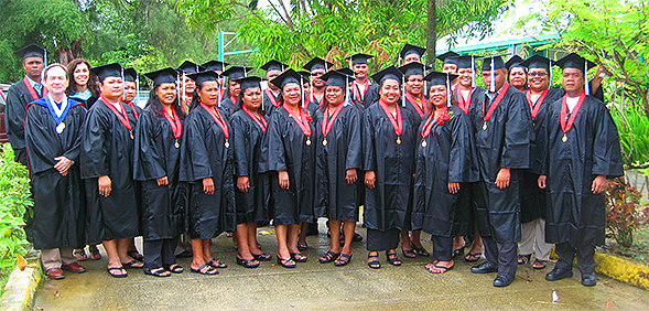 Geoff Chase, with graduates of SDSU's master's program in postsecondary educational leadership.