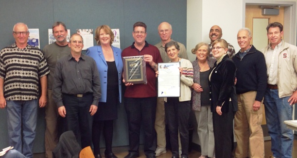 Doug Case recognized by San Diego councilmember Marti Emerald at the CACC meeting.
