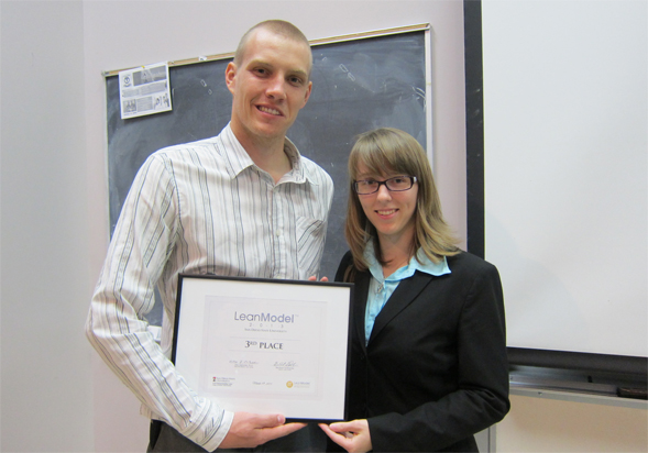 The SDSU team of Tanja Muetze (right) and Pieter van Niekerk (left) of Epsilon Micro finished third.