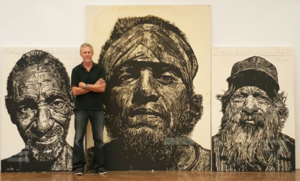 Shigley's painting, Michael 59,(on left) was selected as one of 48 works from more than 3,000 entries in a variety of visual arts media. Photo courtesy of SD City Beat