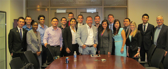 Cloobeck with students from the Lavin Entrepreneurship Center.