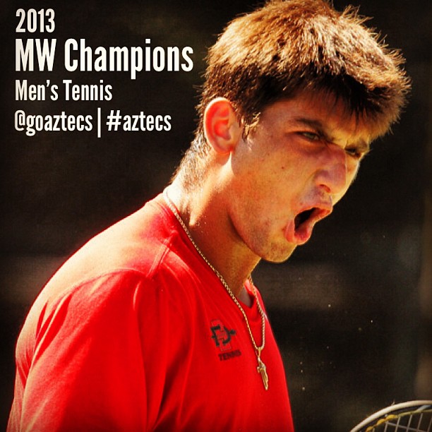 Andranik Khachatryan gutted out a three-set win yesterday (Photo courtesy SDSU Athletics)