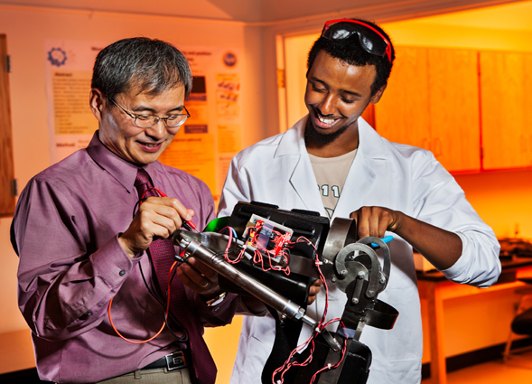 Ahmed Abdi and Kee Moon, Ph.D., professor of mechanical engineering.
