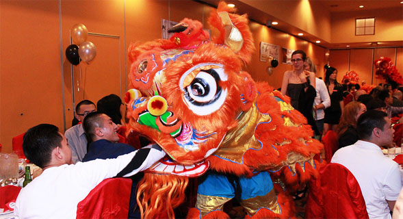 The second annual Golden Treasures Banquet featured a lion dance by students of the Three Treasures Cultural Arts Society.
