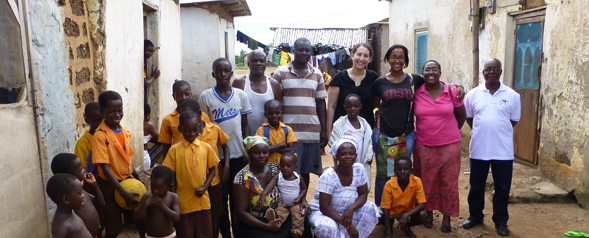 Estralita Martin and Nadine Ayouty visit a village in Ghana.