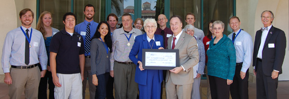 Scholarship recipients pose with President Hirshman and members of the ARCS foundation.