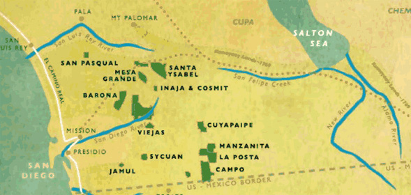 A map of Native American tribes in the San Diego region.