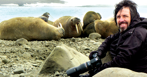 Biology professor Forest Rohwer in Franz Josef Land, a wonderland of polar bears, walruses, seals, whales, and large colonies of seabirds. Photo: Steven Quistad