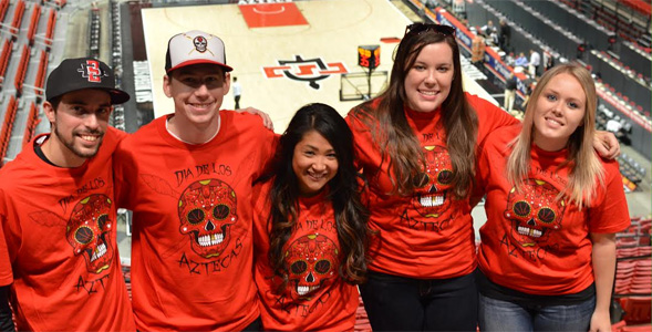 Naval (center) is an active member of SDSU's student section, The Show.