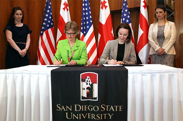 Former SDSU Provost Nancy Marlin and Georgia's  Minister of Education
