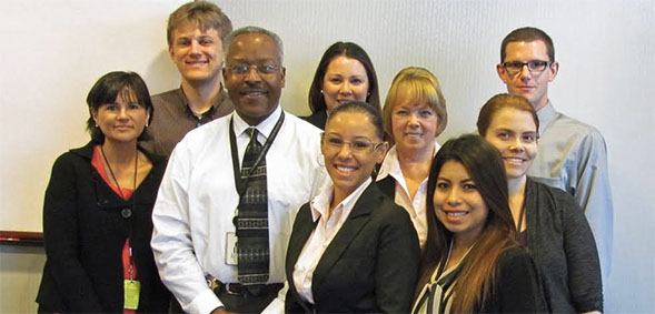 Chief probation officer Mack Jenkins (third from left) supervises SDSU social work interns at the San Diego County Probation Department.
