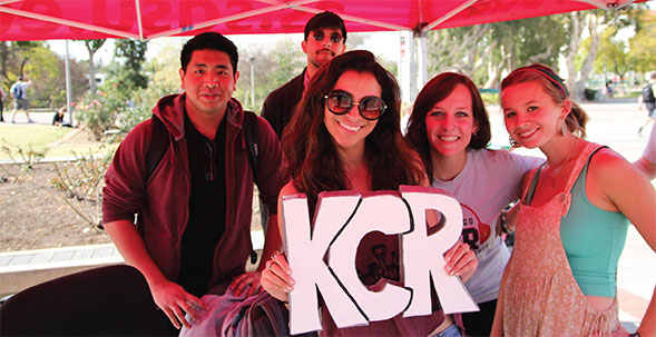 Students representing KCR on campus.