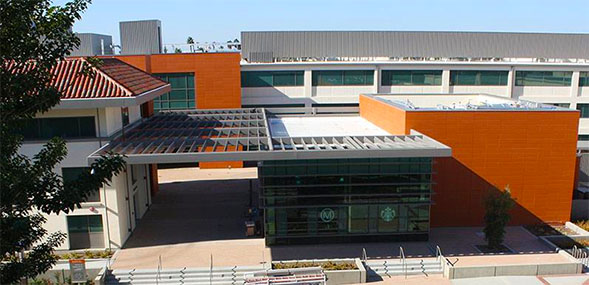 The terrace is located next to Nasatir Hall.