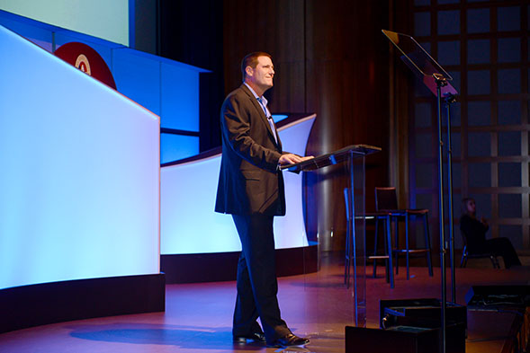 Kevin Mayer at the 2015 President's Lecture Series.