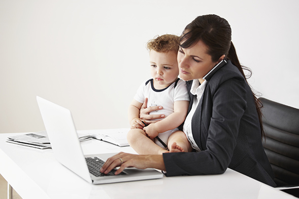 A mother working with her child.