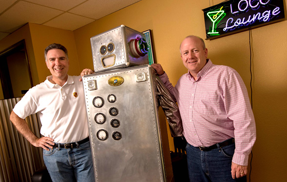 Brad Hoffert, 88, and Steve Kelsey, 89, College of Engineering alumni. Photo: Charles Barry
