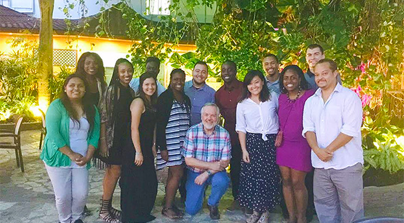 Betts (center) with SDSU students in the Dominican Republic.